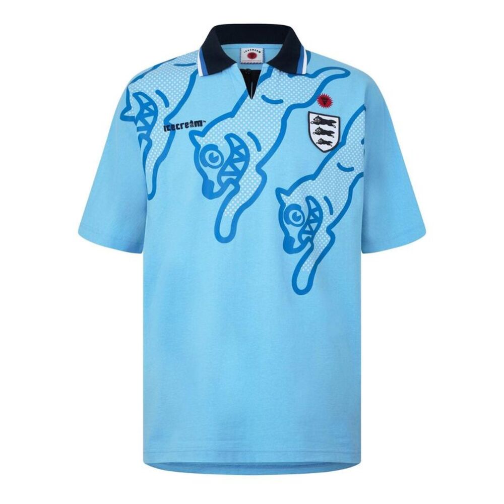 ICECREAM Mens Running Dog Footy Polo Shirt / Blue